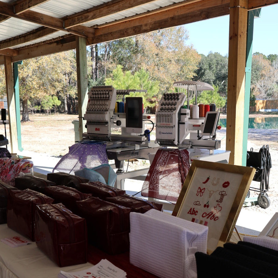 Live embroidery station full set up and patch bar
