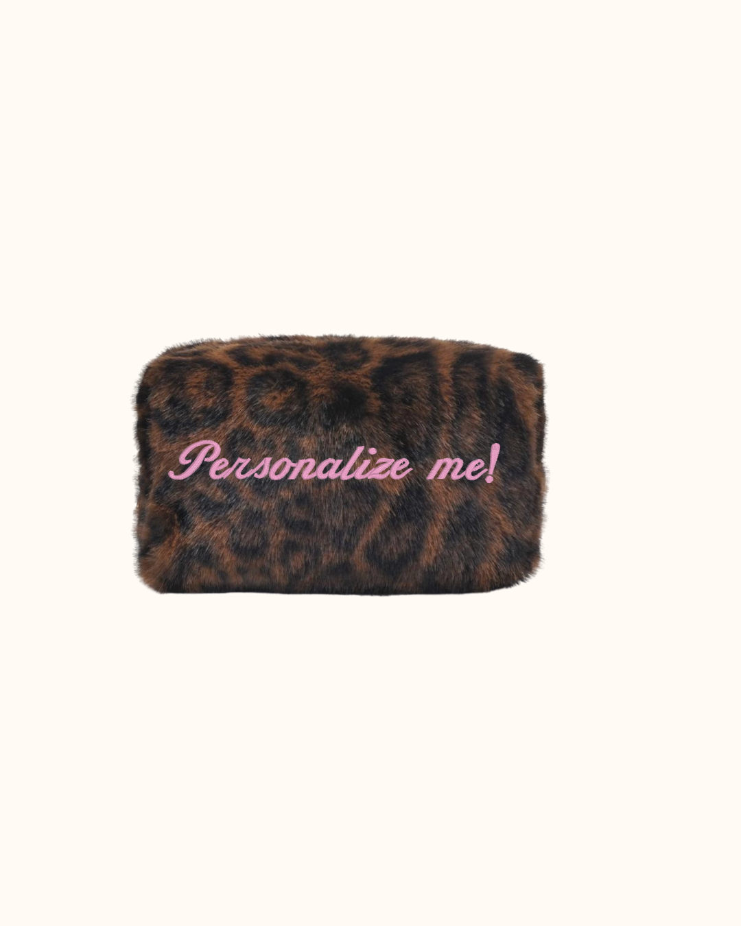 Custom embroidered leopard cosmetic pouch with monogram initials