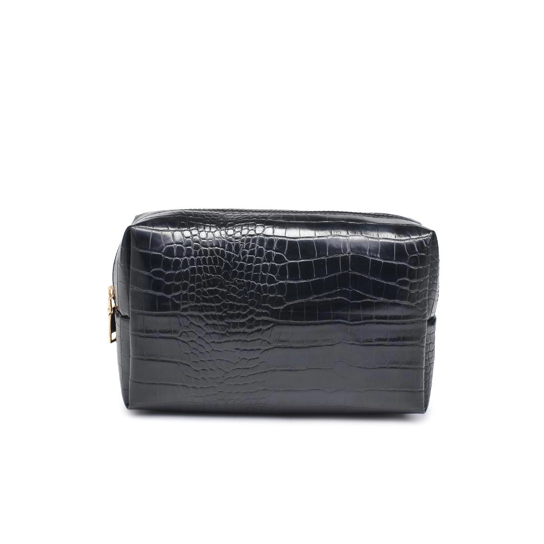 Custom Embroidered Faux Croc Cosmetic Pouch — Personalized Luxury Makeup Bag