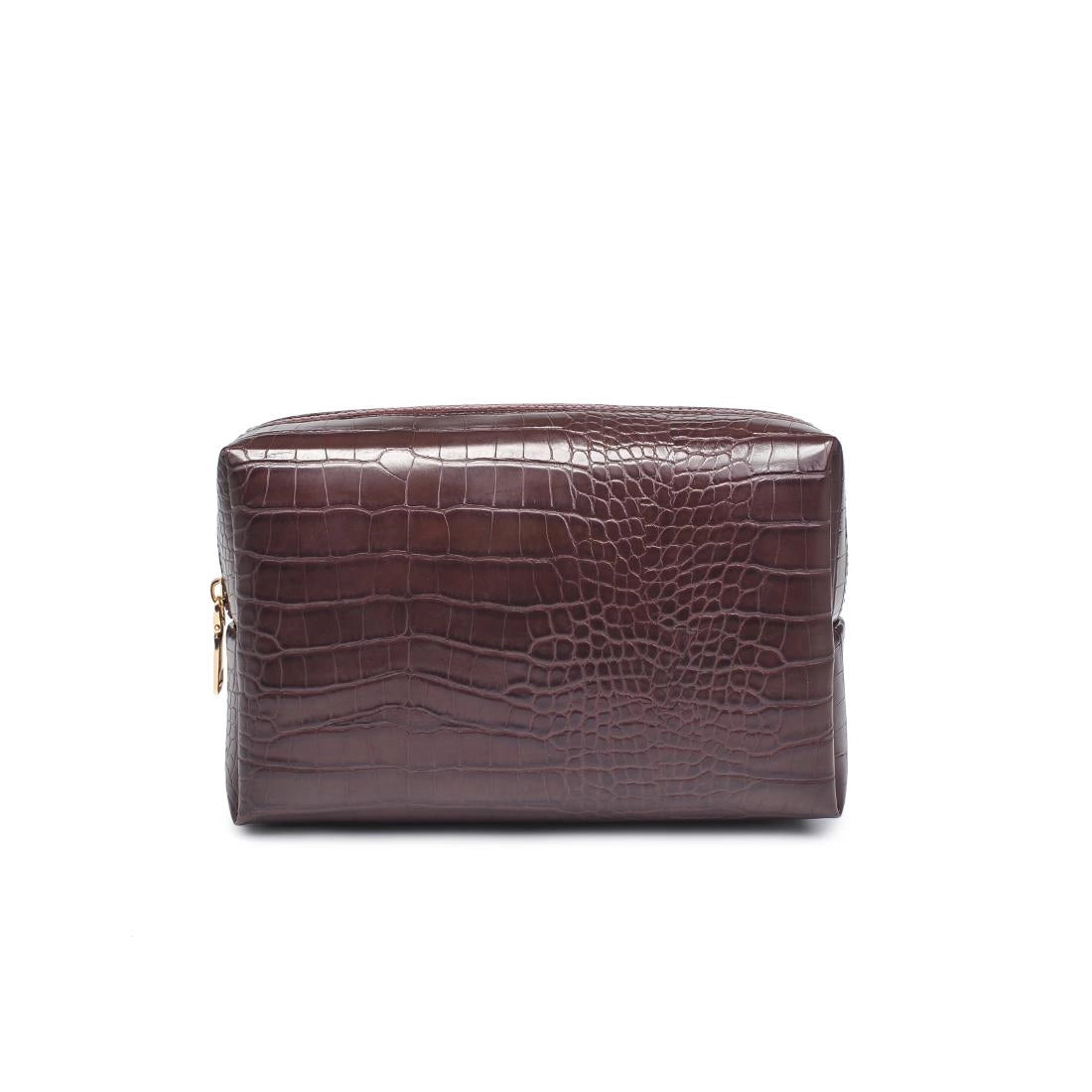 Custom Embroidered Faux Croc Cosmetic Pouch — Personalized Luxury Makeup Bag