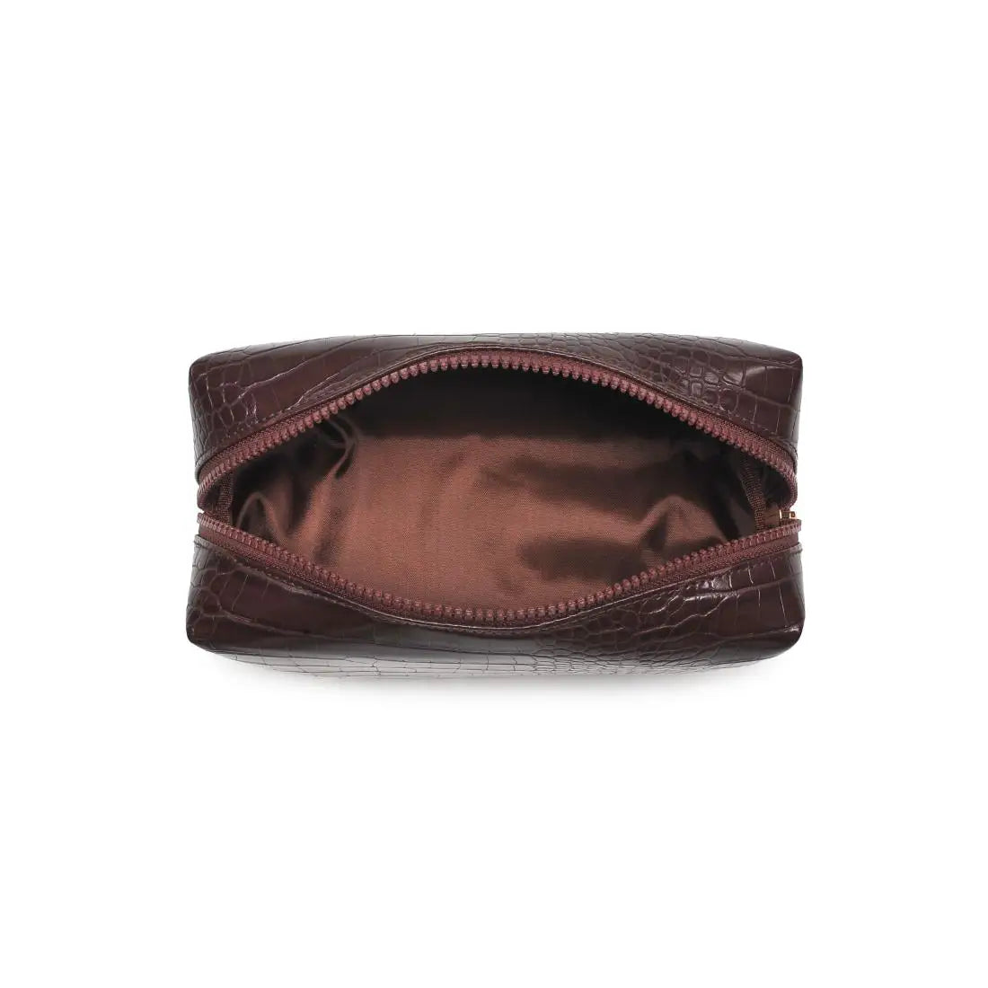 Custom Embroidered Faux Croc Cosmetic Pouch — Personalized Luxury Makeup Bag