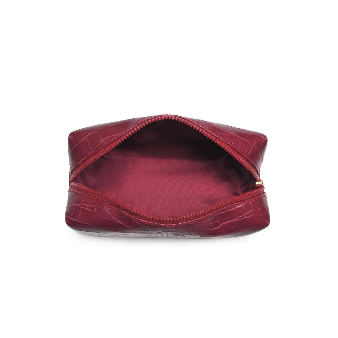 Custom Embroidered Faux Croc Cosmetic Pouch — Personalized Luxury Makeup Bag